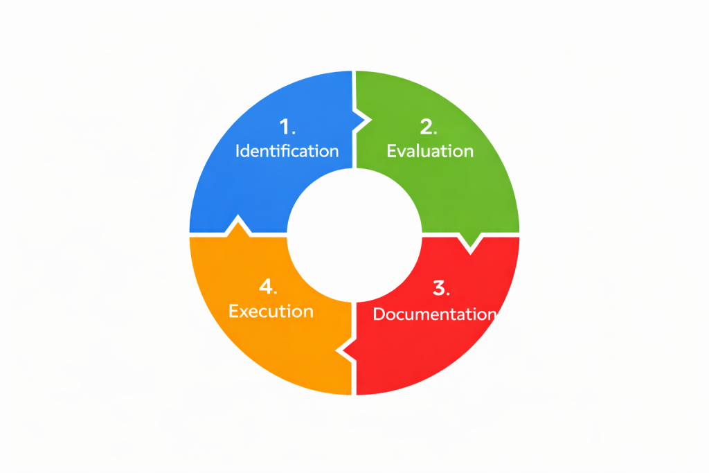 Circular diagram showing the four pillars of a repeatable multistate tax planning framework.